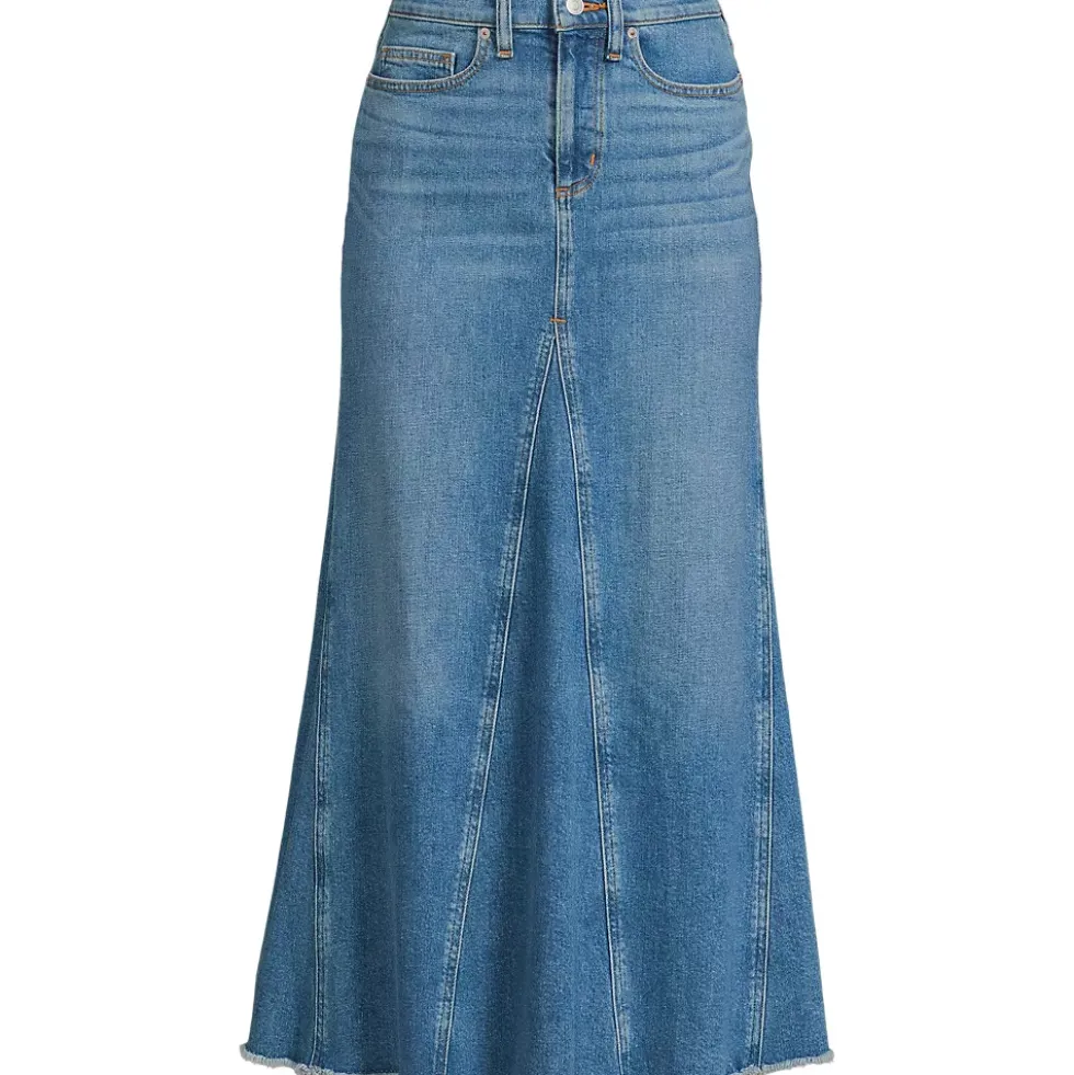 Women's Soft Denim Godet Midi Skirt