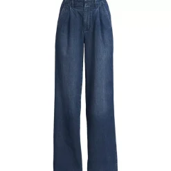 Women's Soft Denim High Rise Pleated Wide Leg Trousers