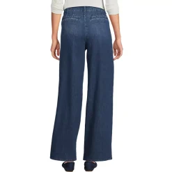 Women's Soft Denim High Rise Pleated Wide Leg Trousers