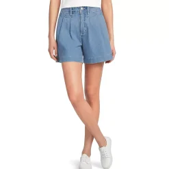 Women's Soft Denim High Rise 7" Pleated Trouser Shorts