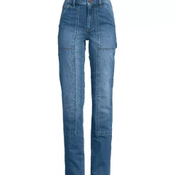 Women's Soft Denim High Rise Rail Straight Leg Utility Jeans