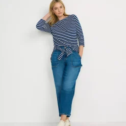 Women's Soft Denim High Rise Utility Cargo Ankle Jeans