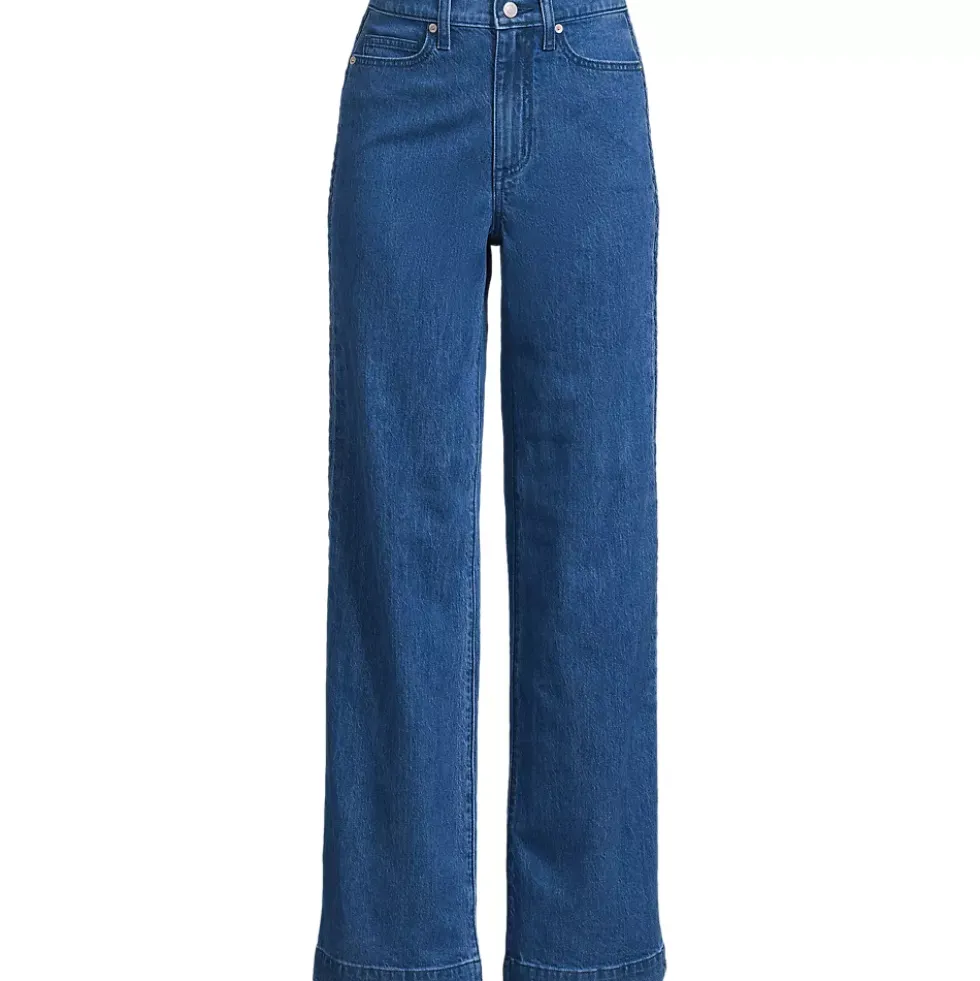 Women's Soft Denim High Rise Wide Leg Braided Jeans