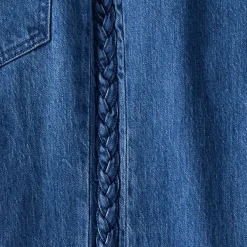 Women's Soft Denim High Rise Wide Leg Braided Jeans