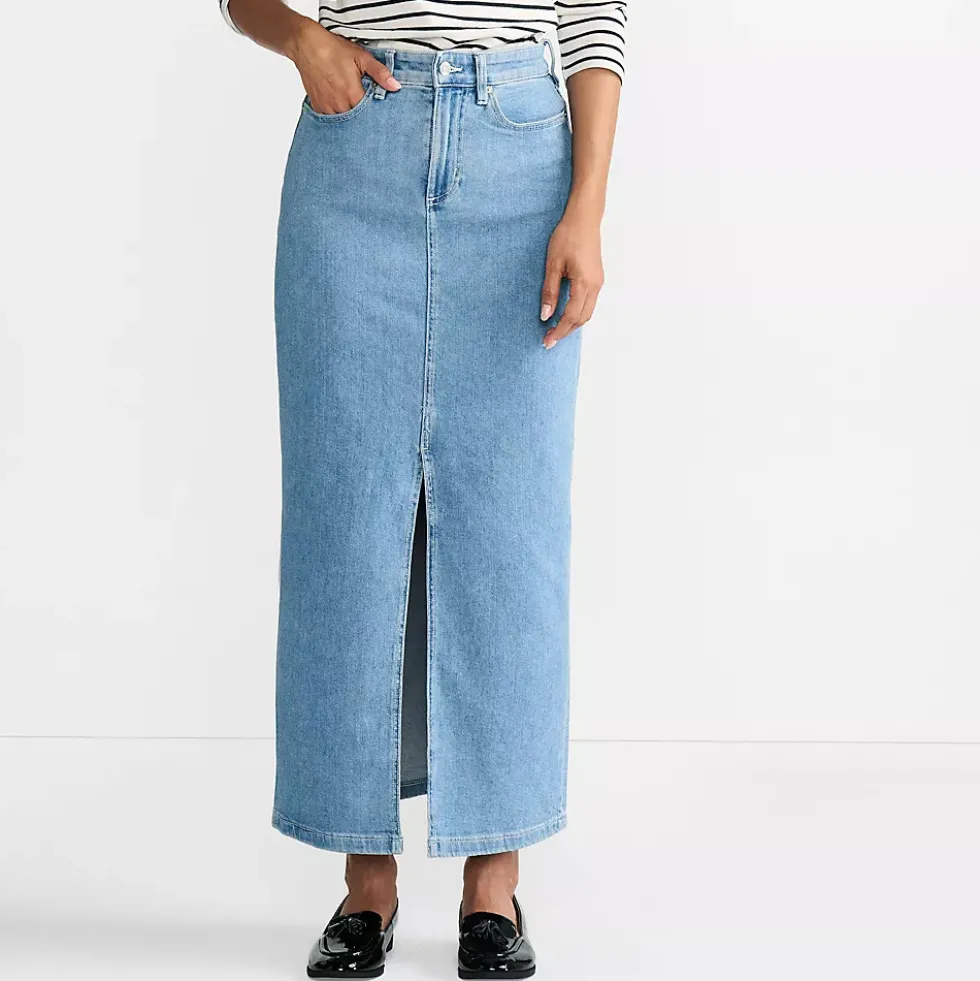 Women's Soft Denim Maxi Skirt