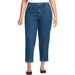 Women's Soft Denim Mid Rise Relaxed Straight Crop Jeans