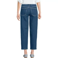 Women's Soft Denim Mid Rise Relaxed Straight Crop Jeans