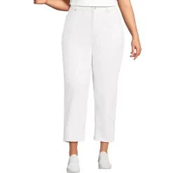 Women's Soft Denim Mid Rise Relaxed Straight Crop Jeans