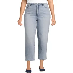 Women's Soft Denim Mid Rise Relaxed Straight Crop Jeans