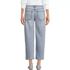 Women's Soft Denim Mid Rise Relaxed Straight Crop Jeans