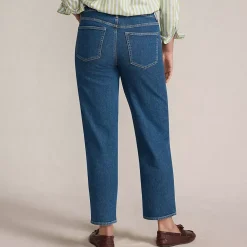 Women's Soft Denim Mid Rise Relaxed Straight Crop Jeans