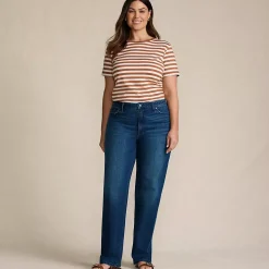 Women's Soft Denim Mid Rise Relaxed Straight Leg Jeans