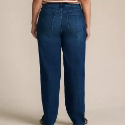 Women's Soft Denim Mid Rise Relaxed Straight Leg Jeans