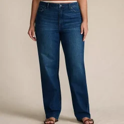 Women's Soft Denim Mid Rise Relaxed Straight Leg Jeans