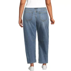Women's Soft Denim Mid Rise Relaxed Barrel Leg Ankle Jeans