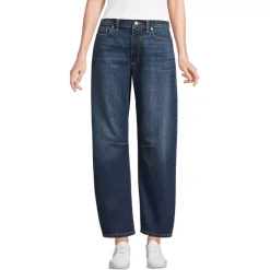 Women's Soft Denim Mid Rise Relaxed Barrel Leg Ankle Jeans