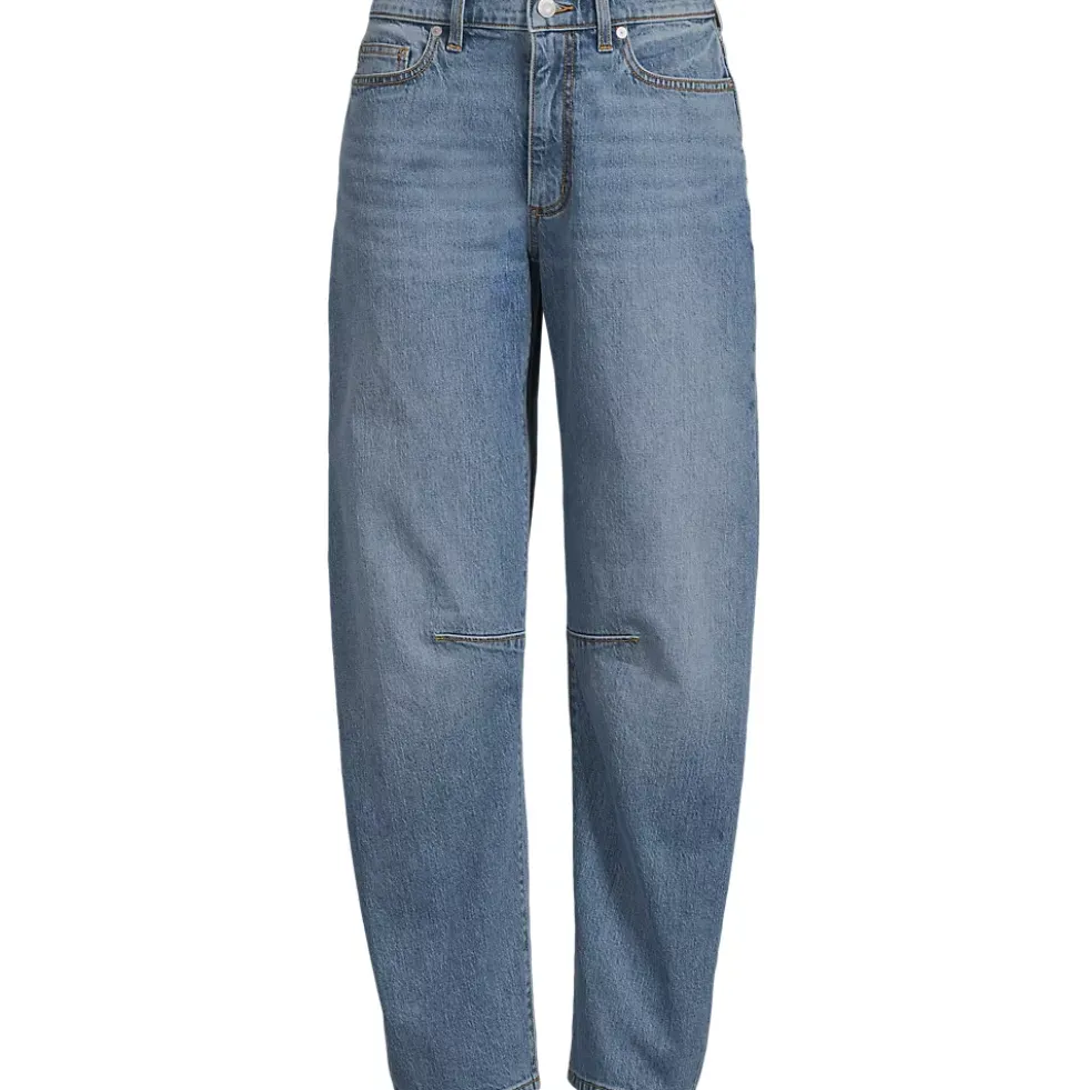 Women's Soft Denim Mid Rise Relaxed Barrel Leg Ankle Jeans