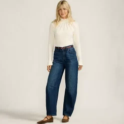 Women's Soft Denim Relaxed Barrel Leg Ankle Jeans