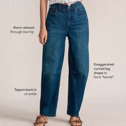 Women's Soft Denim Relaxed Barrel Leg Ankle Jeans