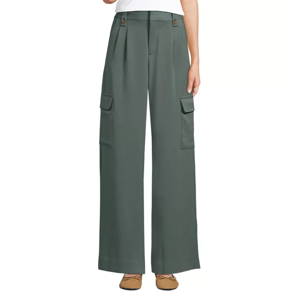 Women's Soft Polish Cargo High Rise Wide Leg Pants