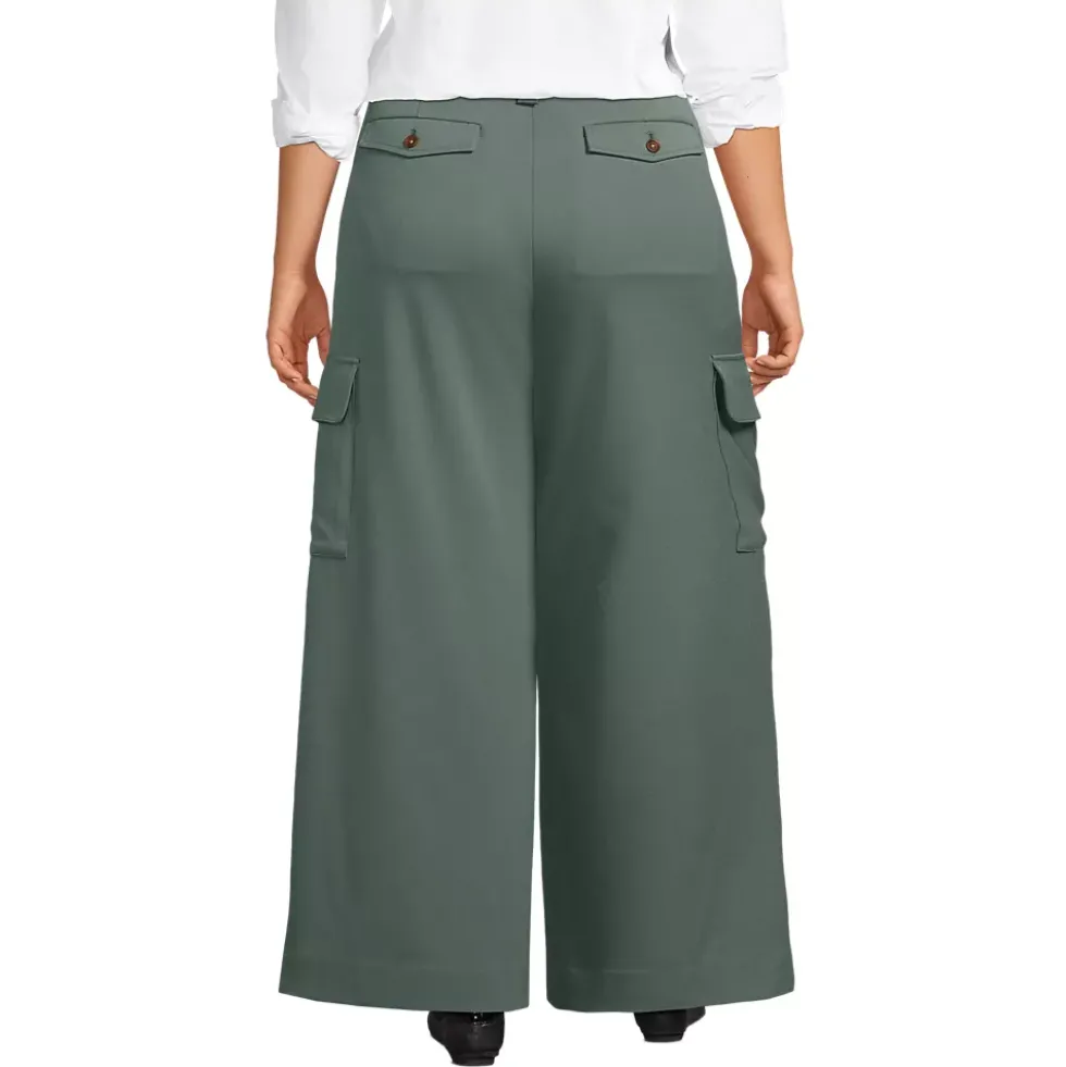 Women's Soft Polish Cargo High Rise Wide Leg Pants