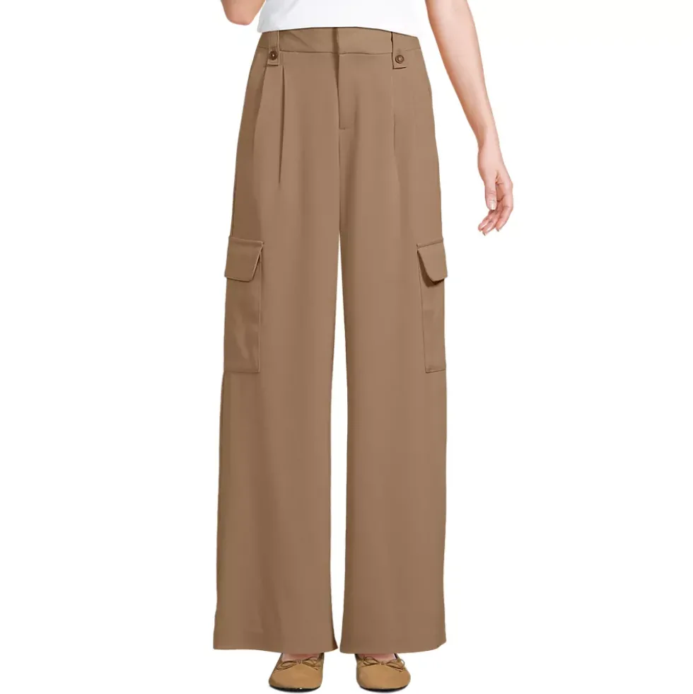 Women's Soft Polish Cargo High Rise Wide Leg Pants