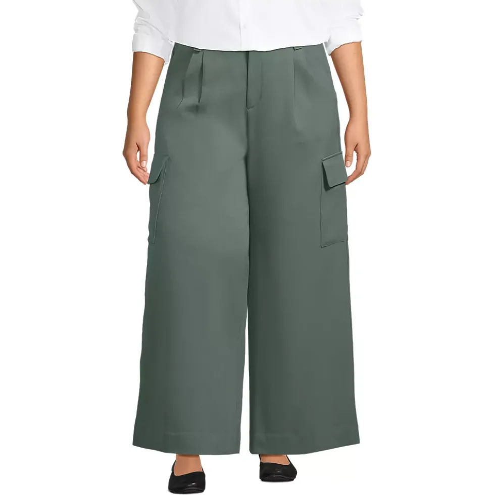 Women's Soft Polish Cargo High Rise Wide Leg Pants