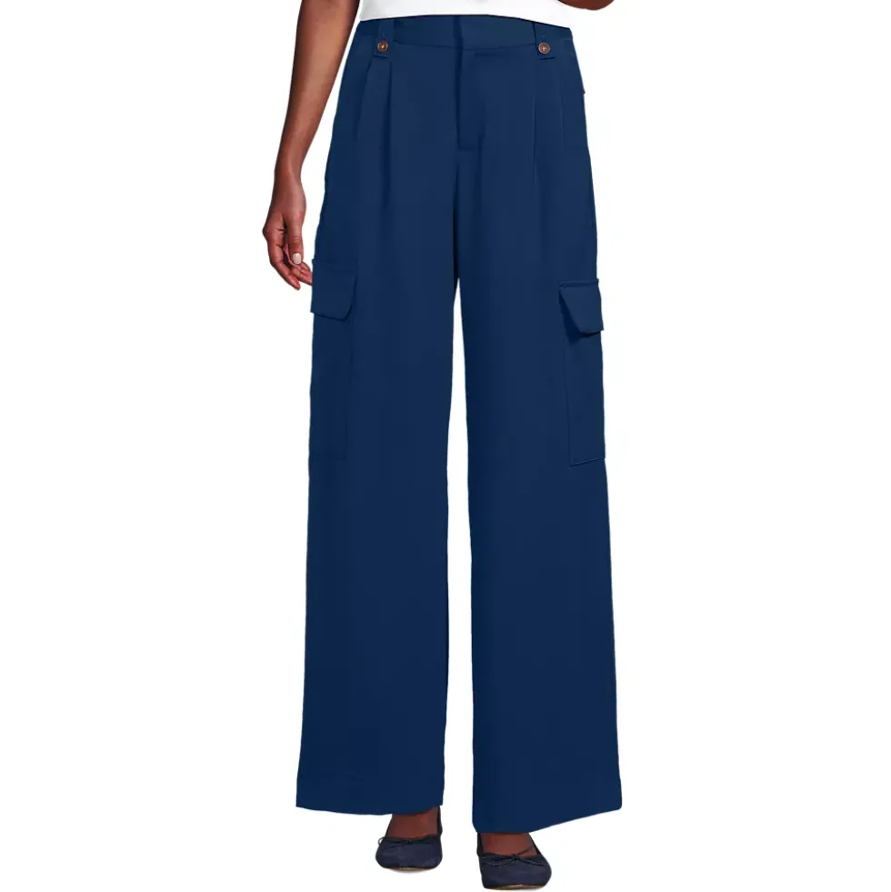 Women's Soft Polish Cargo High Rise Wide Leg Pants