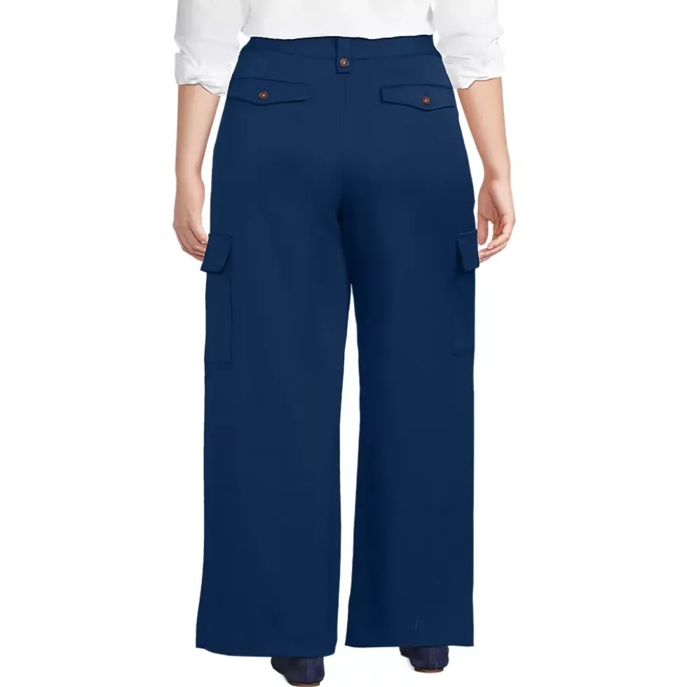 Women's Soft Polish Cargo High Rise Wide Leg Pants