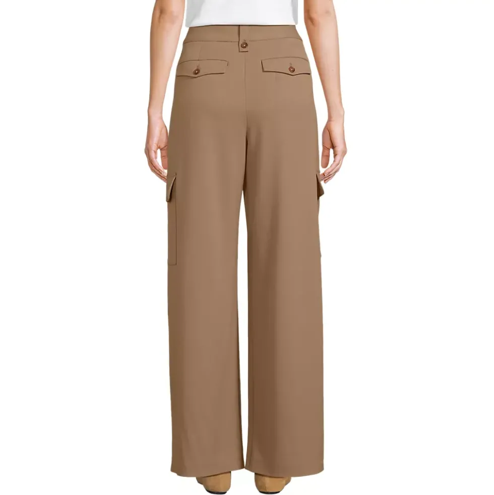 Women's Soft Polish Cargo High Rise Wide Leg Pants