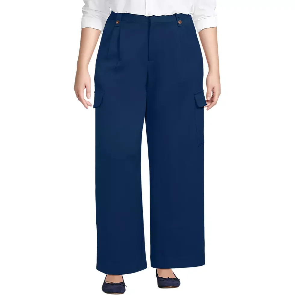 Women's Soft Polish Cargo High Rise Wide Leg Pants