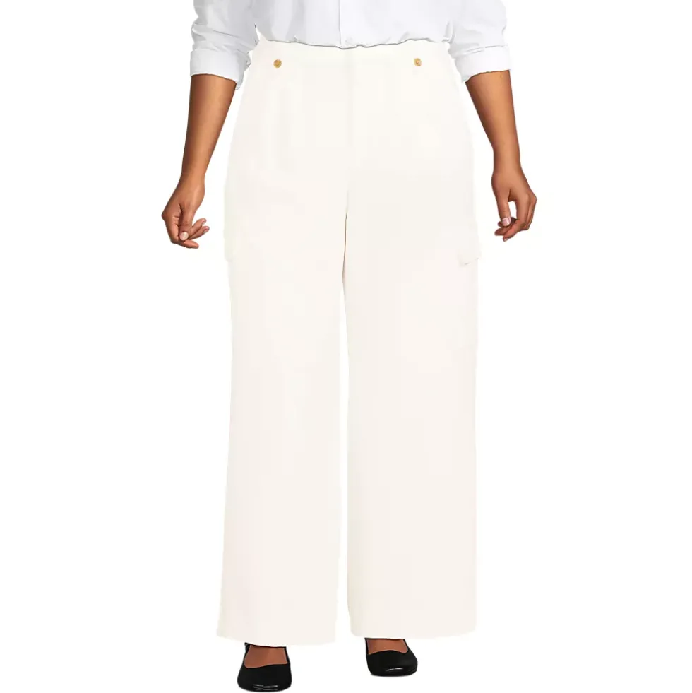 Women's Soft Polish Cargo High Rise Wide Leg Pants
