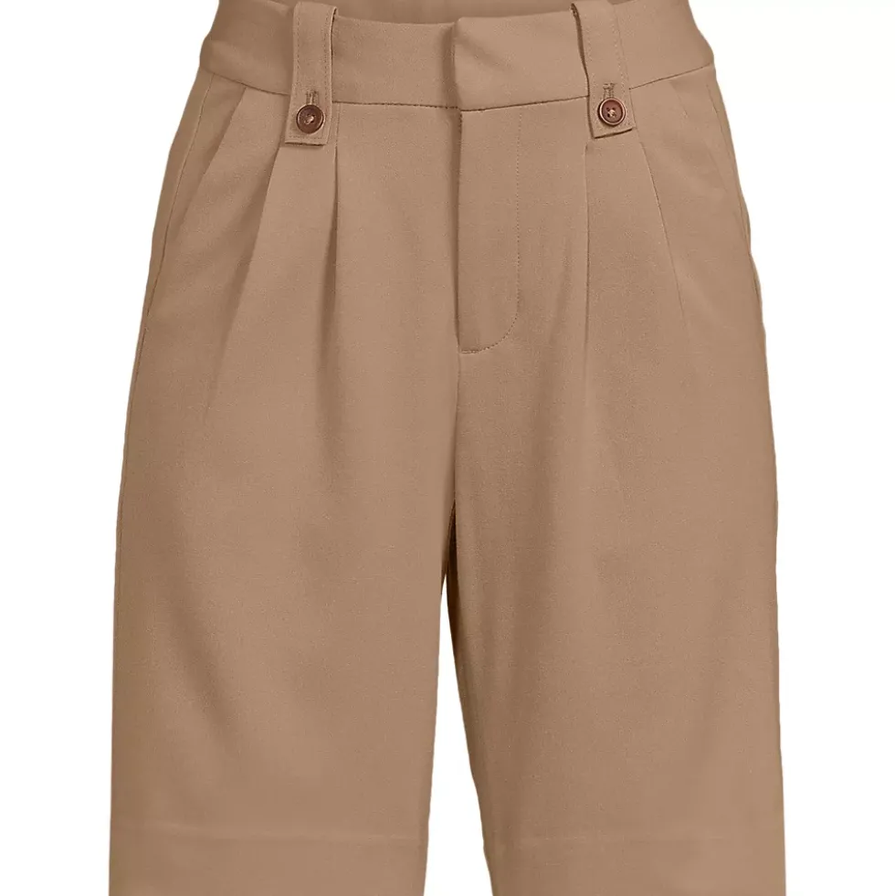 Women's Soft Polish High Rise Pleated 10" Shorts