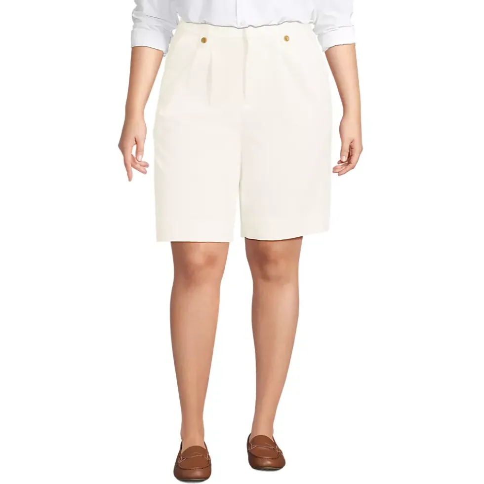 Women's Soft Polish High Rise Pleated 10" Shorts