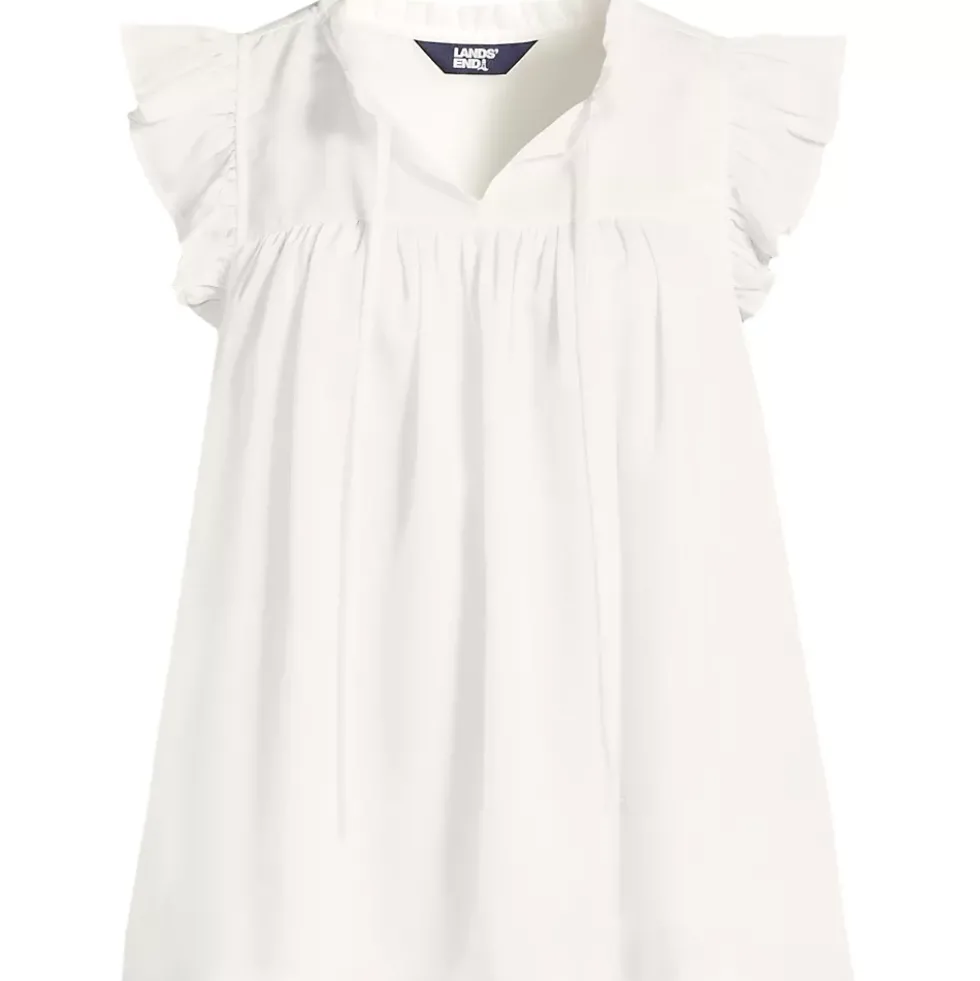 Women's Split Neck Satin Ruffle Blouse