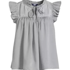 Women's Split Neck Satin Ruffle Blouse