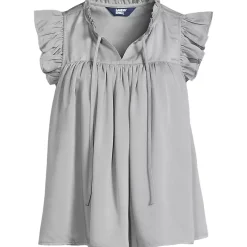 Women's Split Neck Satin Ruffle Blouse