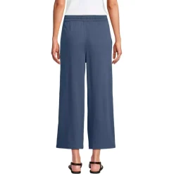 Women's Sport Knit Elastic Waist Wide Leg Crop Pants