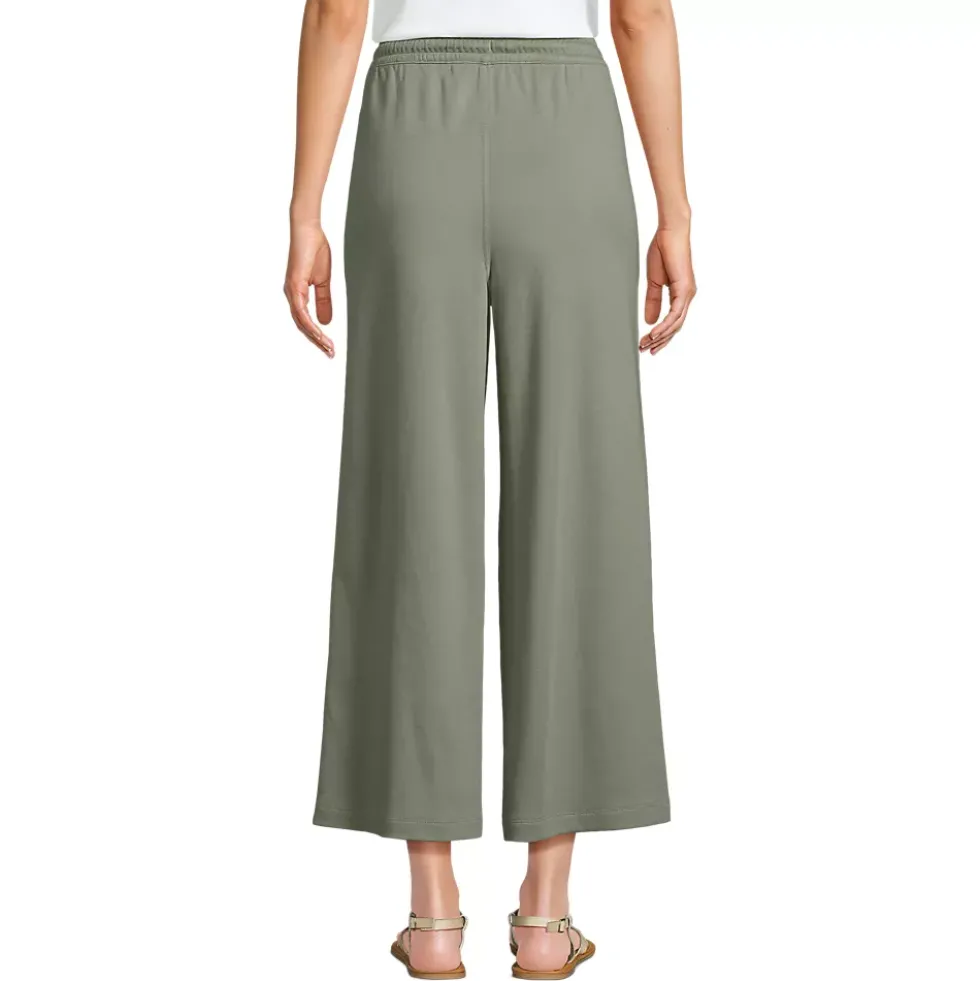 Women's Sport Knit Elastic Waist Wide Leg Crop Pants