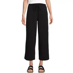 Women's Sport Knit Elastic Waist Wide Leg Crop Pants