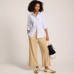 Women's Sport Knit Elastic Waist Wide Leg Crop Pants