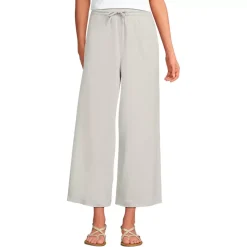 Women's Sport Knit Elastic Waist Wide Leg Crop Pants