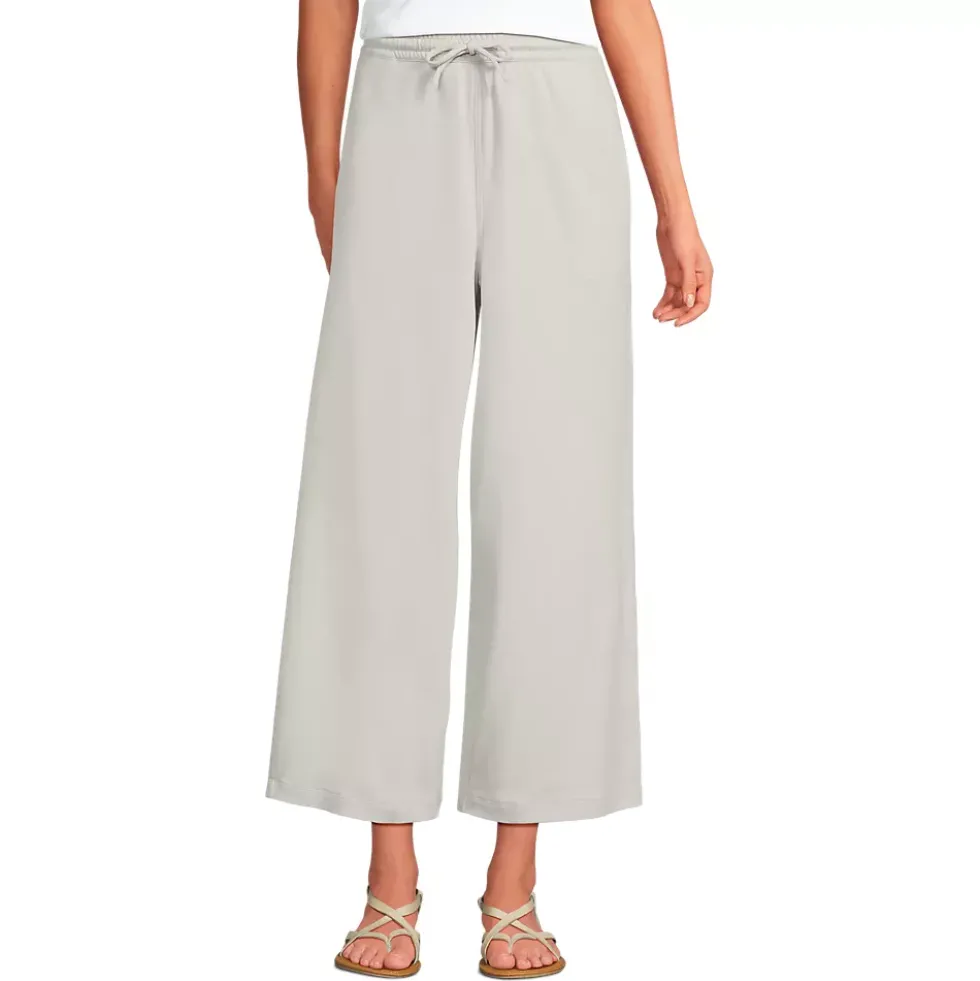 Women's Sport Knit Elastic Waist Wide Leg Crop Pants