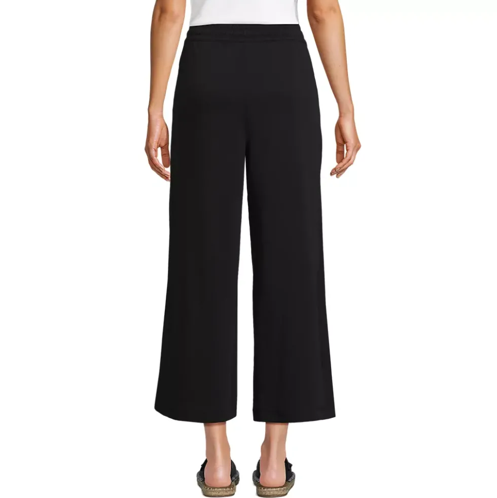 Women's Sport Knit Elastic Waist Wide Leg Crop Pants