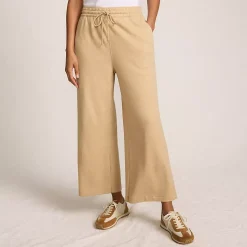 Women's Sport Knit Elastic Waist Wide Leg Crop Pants