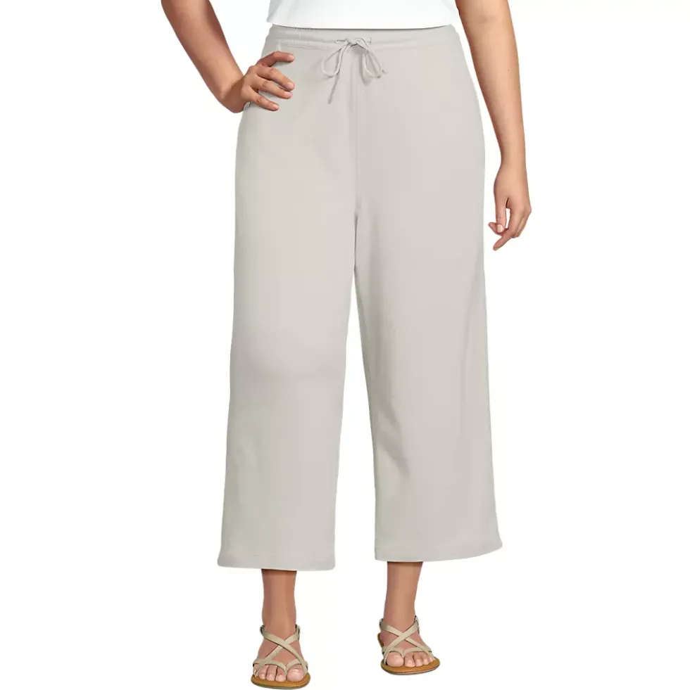 Women's Sport Knit Elastic Waist Wide Leg Crop Pants