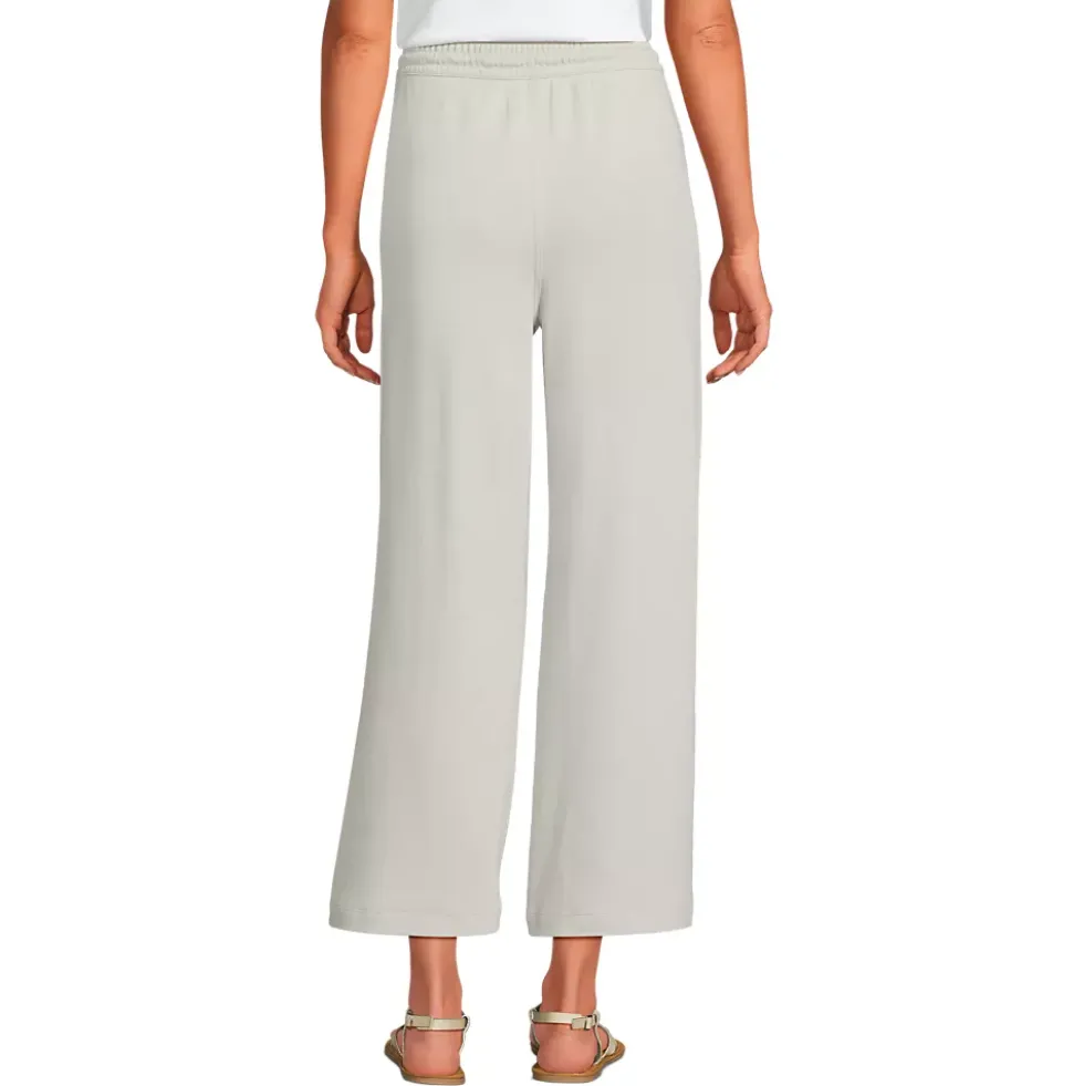 Women's Sport Knit Elastic Waist Wide Leg Crop Pants