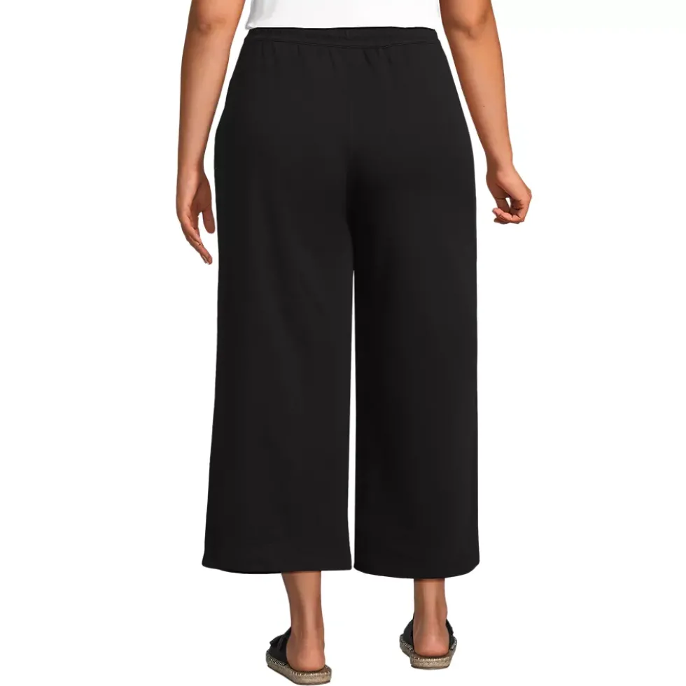 Women's Sport Knit Elastic Waist Wide Leg Crop Pants