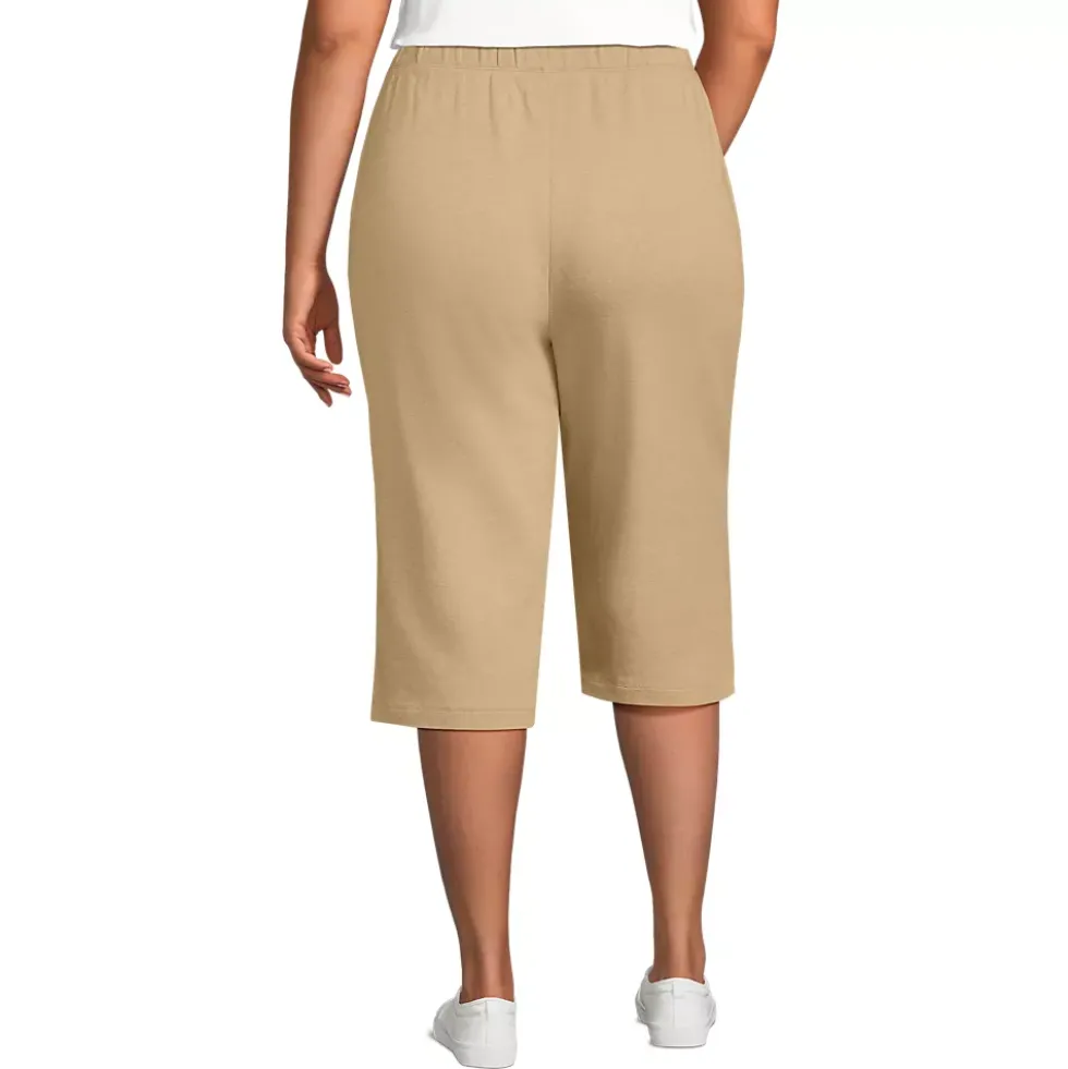 Women's Sport Knit High Rise Elastic Waist Capri Pants