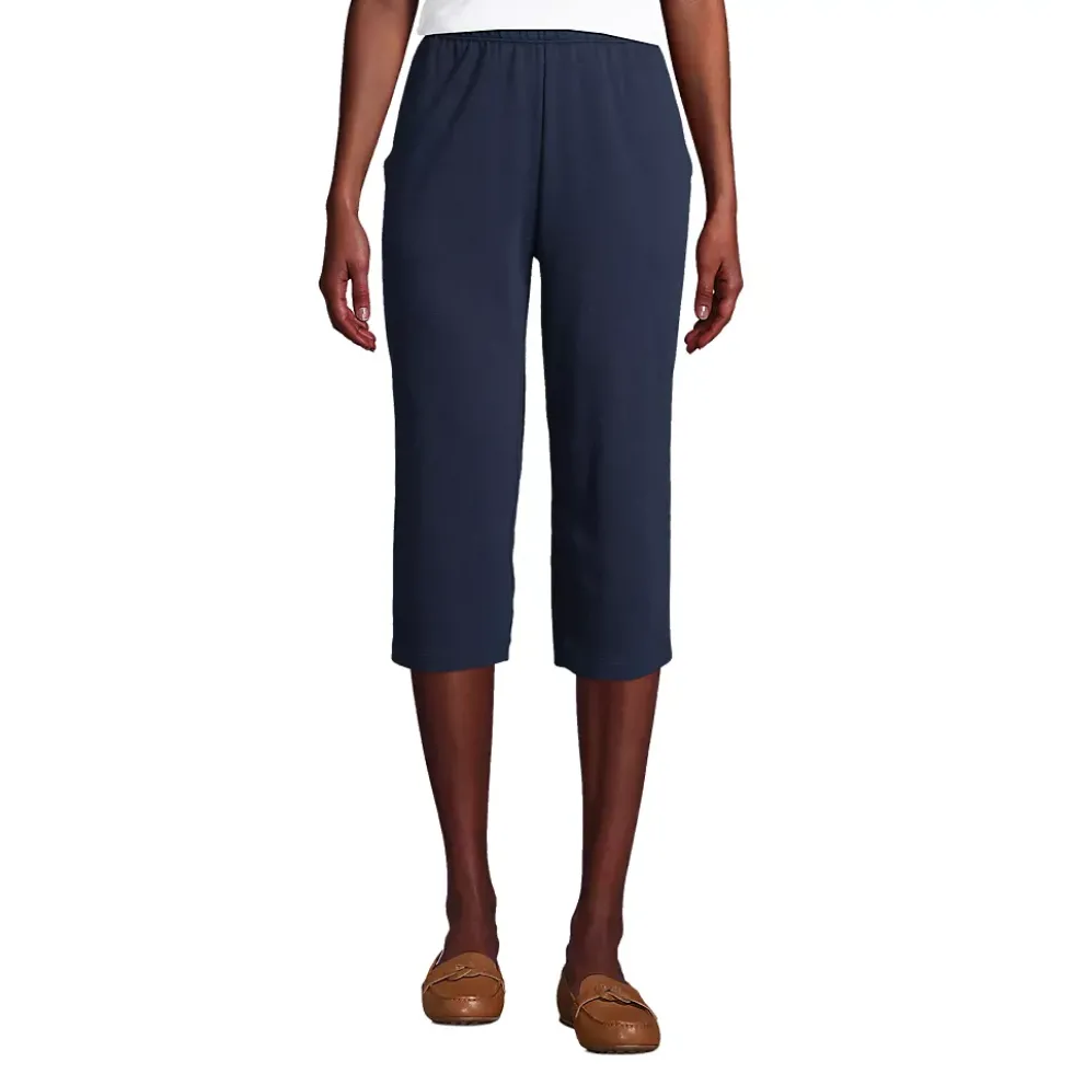 Women's Sport Knit High Rise Elastic Waist Capri Pants